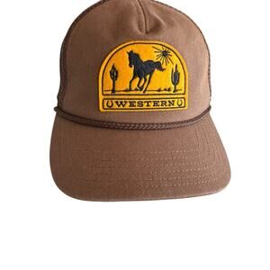 Mighty Fine Brown Men Trucker Hat “Western” Patch